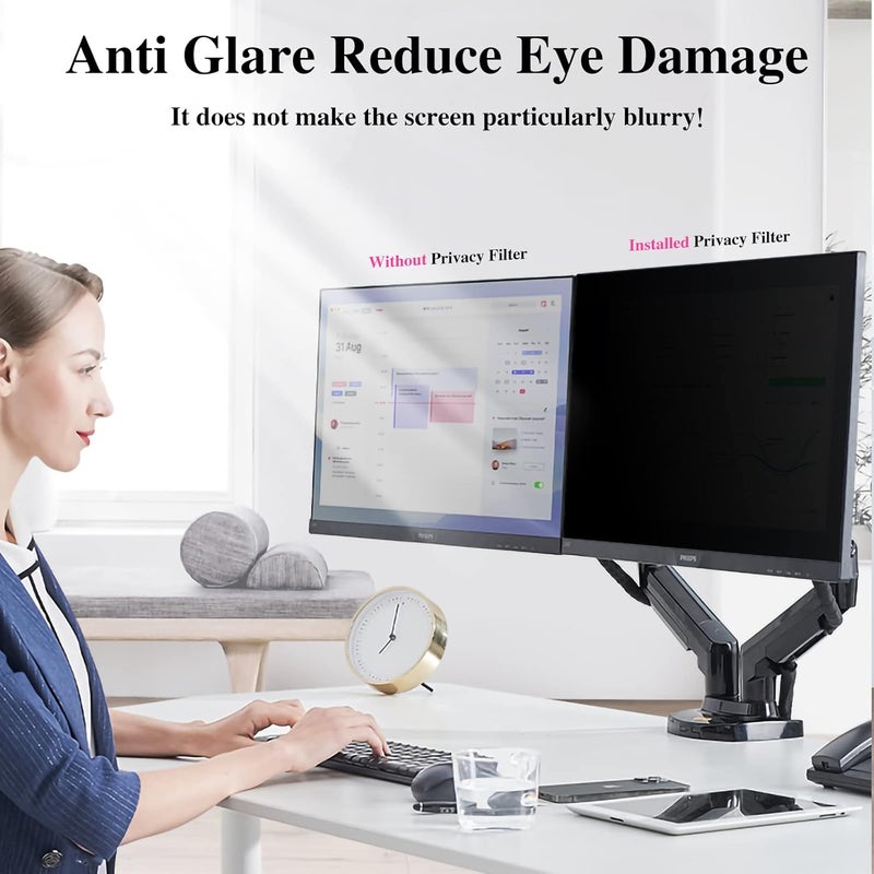 pys 24 Inch Monitor Privacy Screen for 16:9 Computer Monitors – Anti-Glare Removable Filter Shields Sensitive Data, Reduces Blue Light & Protects Eyes for Home/Office Use - Image 5